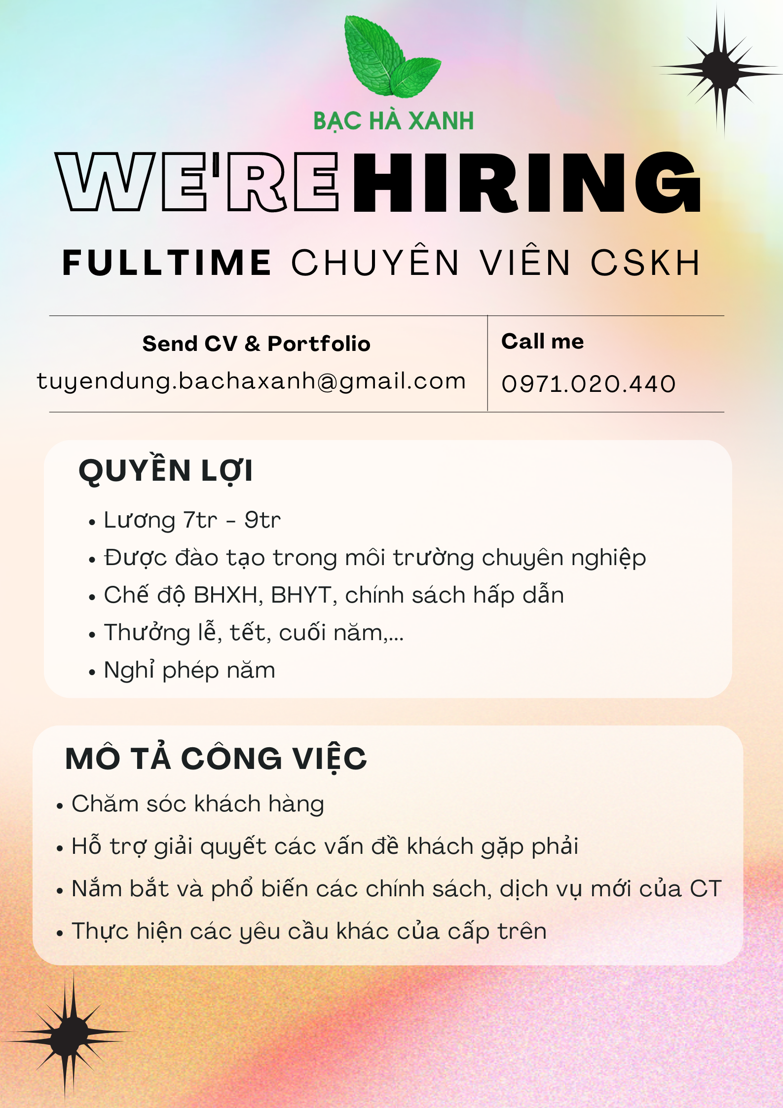 CHUYÊN VIÊN CHĂM SÓC KHÁCH HÀNG
