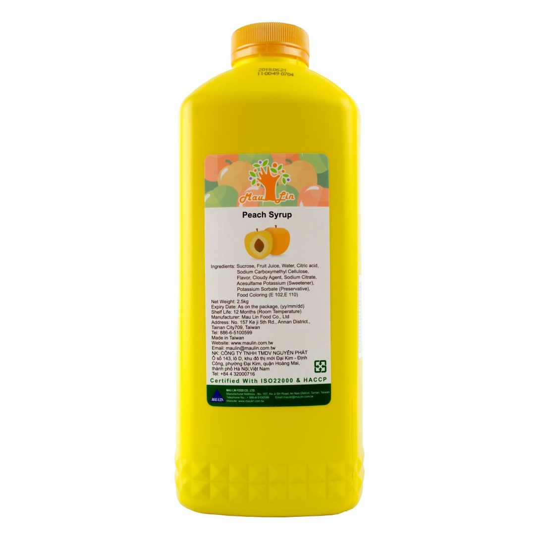 Siro Syrup Maulin Đài Loan Canh Vàng Đào